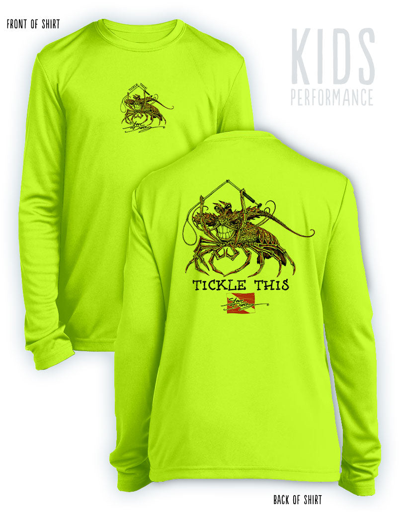 Tickle This Lobster - KIDS Long Sleeve Performance Shirt - 100% Polyester
